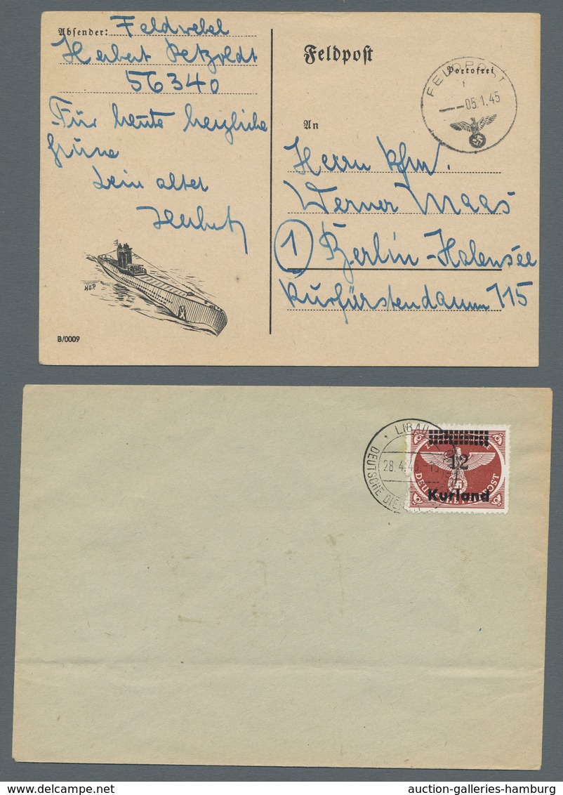 Dt. Besetzung II WK - Kurland: 1945, KURLAND - SAMMLUNG, Enthält Feldpostbrief Mit Neujahrsgrüßen Fü - Ocupación 1938 – 45