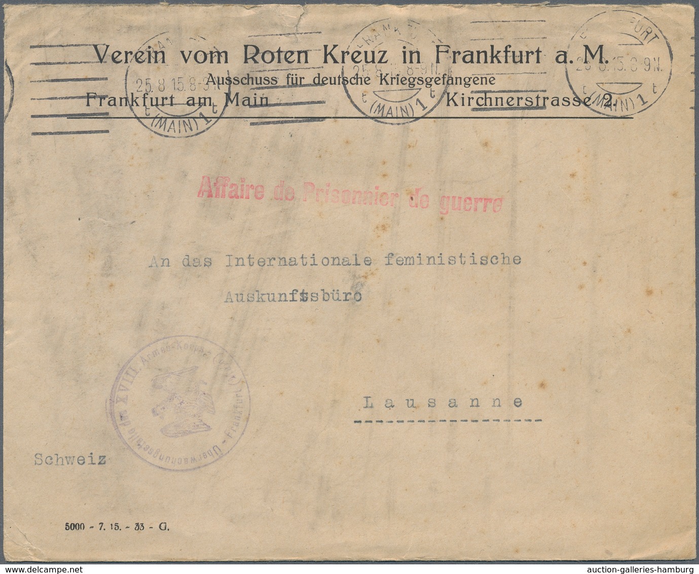 Kriegsgefangenen-Lagerpost: 1914/1919, Ca. 70 Briefe Von Kriegsgefangenen An Das Rote Kreuz In Genf - Otros & Sin Clasificación