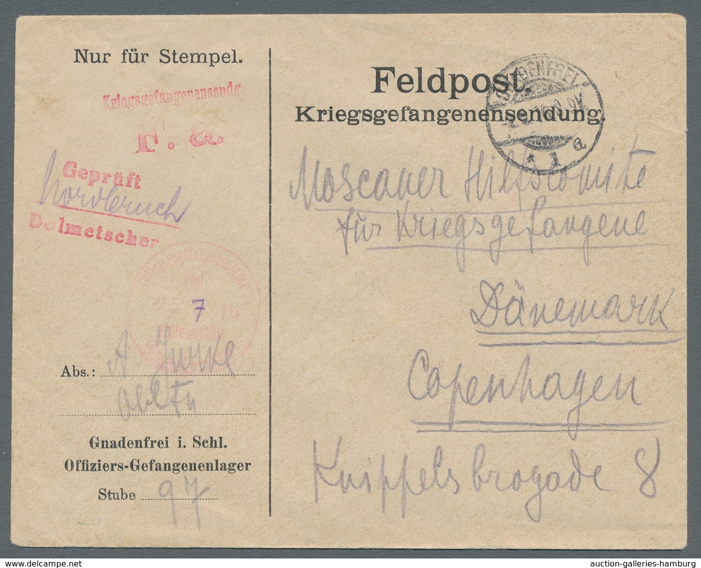 Kriegsgefangenen-Lagerpost: 1915-1944, Partie Von 18 Kriegsgefangenenpostbelegen Des 1. Und 2.Weltkr - Otros & Sin Clasificación