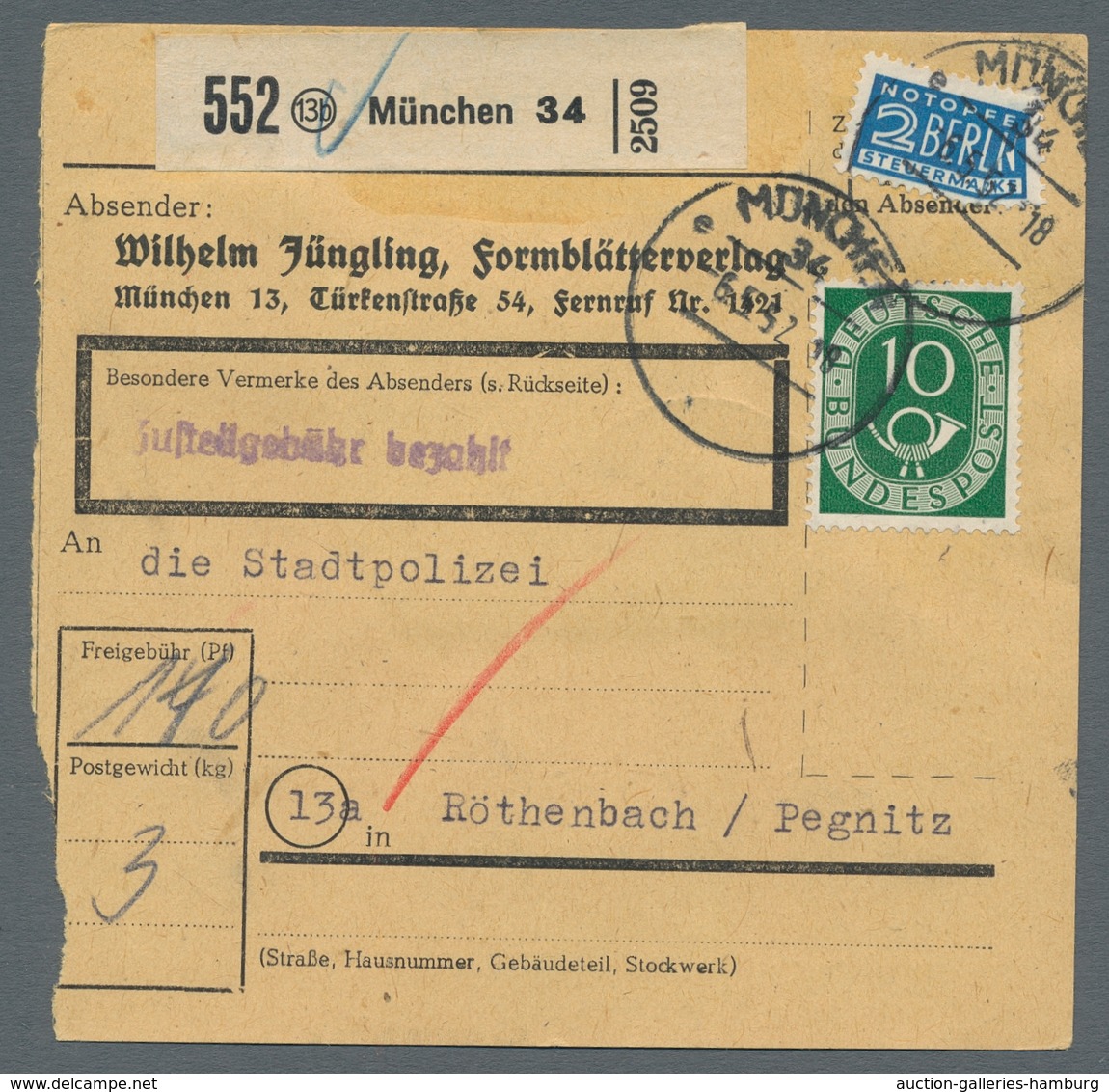 Deutschland Nach 1945: 1952-53, Partie Von 47 Paketkarten, überwiegend BRD-Frankaturen Mit Bauten Un - Collections