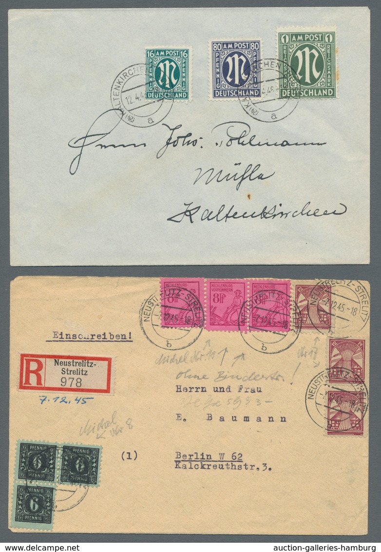 Deutschland Nach 1945: 1946-1952, Sammlung Von 69 Belegen In Einem Album Mit U.a. Kontrollrat, Bizon - Colecciones