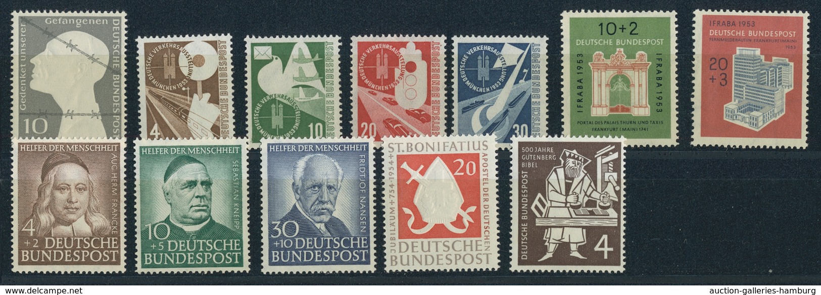 Bundesrepublik Deutschland: 1949-1954, Postfrische Partie Von Einigen Besseren Werten Auf Stecktafel - Cartas & Documentos