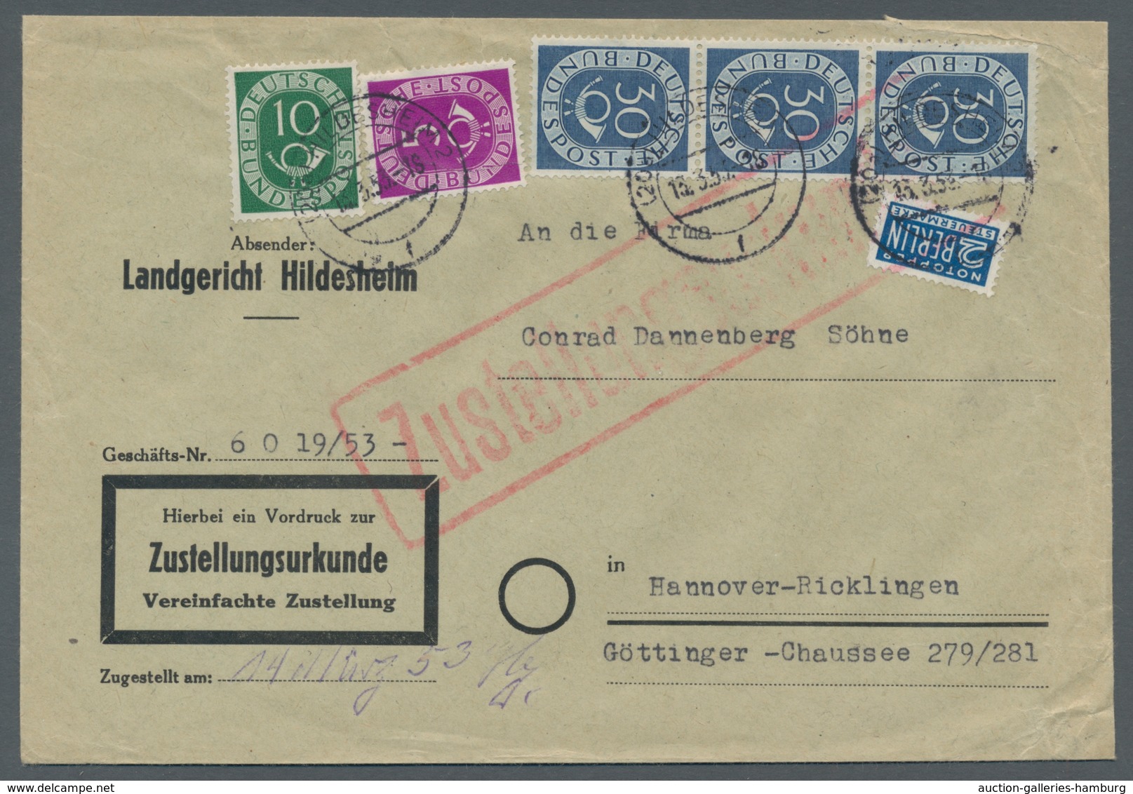 Bundesrepublik Deutschland: 1951-1954, Sammlung Von 24 Belegen Mit Einheiten Der Posthornserie In Ei - Cartas & Documentos