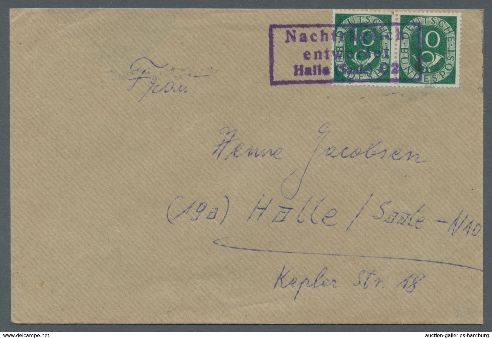 Bundesrepublik Deutschland: 1951-1954, Sammlung Von 24 Belegen Mit Einheiten Der Posthornserie In Ei - Cartas & Documentos