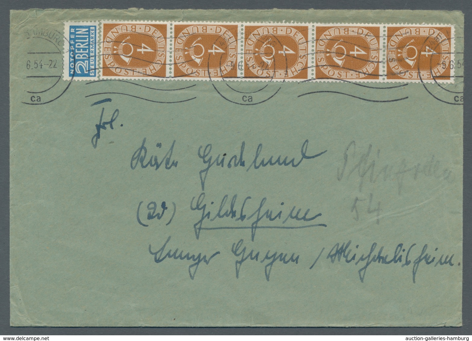 Bundesrepublik Deutschland: 1951-1954, Sammlung von 24 Belegen mit Einheiten der Posthornserie in ei