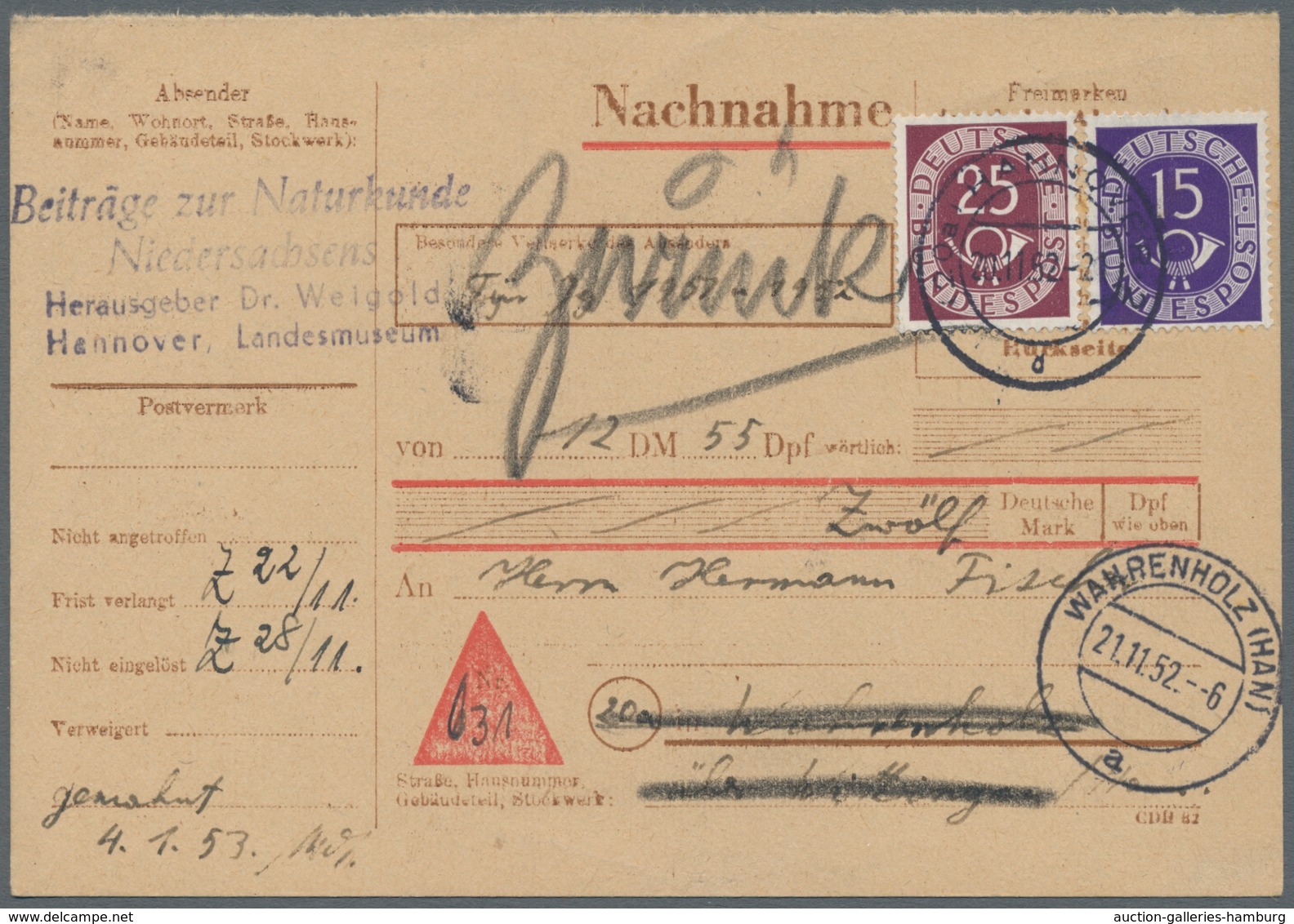 Bundesrepublik Deutschland: 1951-1954, Sammlung Von 30 Belegen Der Posthornserie Mit U.a. Auslandsde - Cartas & Documentos