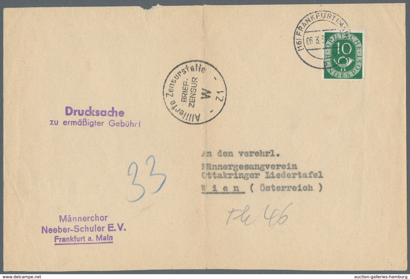 Bundesrepublik Deutschland: 1951-1954, Sammlung Von 30 Belegen Der Posthornserie Mit U.a. Auslandsde - Cartas & Documentos