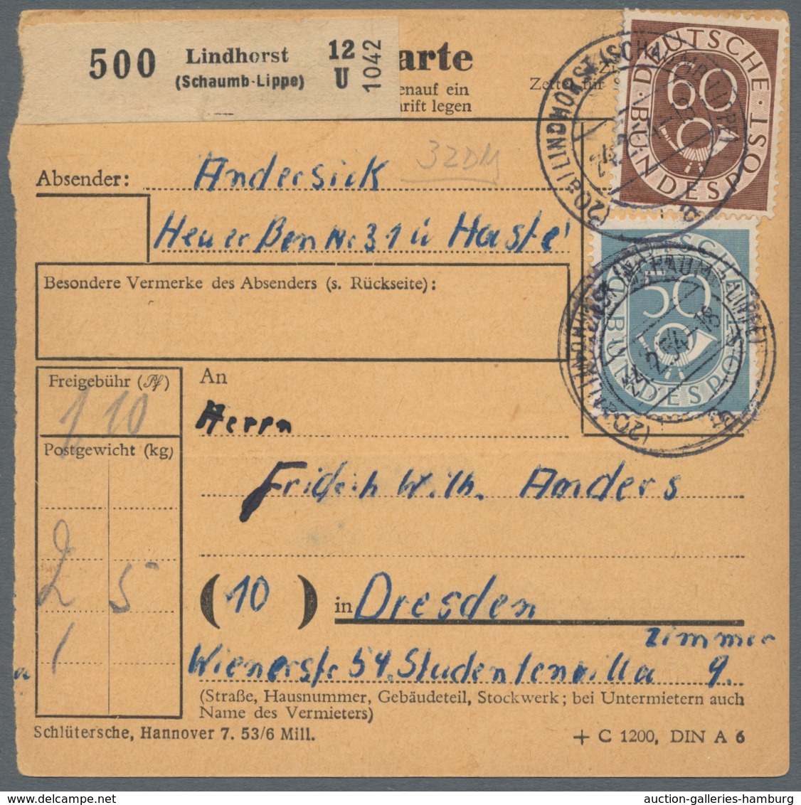 Bundesrepublik Deutschland: 1951-1954, Sammlung von 30 Belegen der Posthornserie mit u.a. Auslandsde