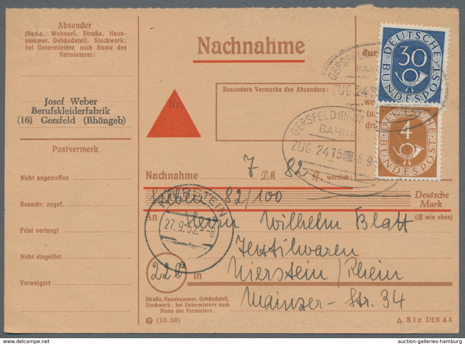 Bundesrepublik Deutschland: 1951-1954, Sammlung von 30 Belegen der Posthornserie mit u.a. Auslandsde