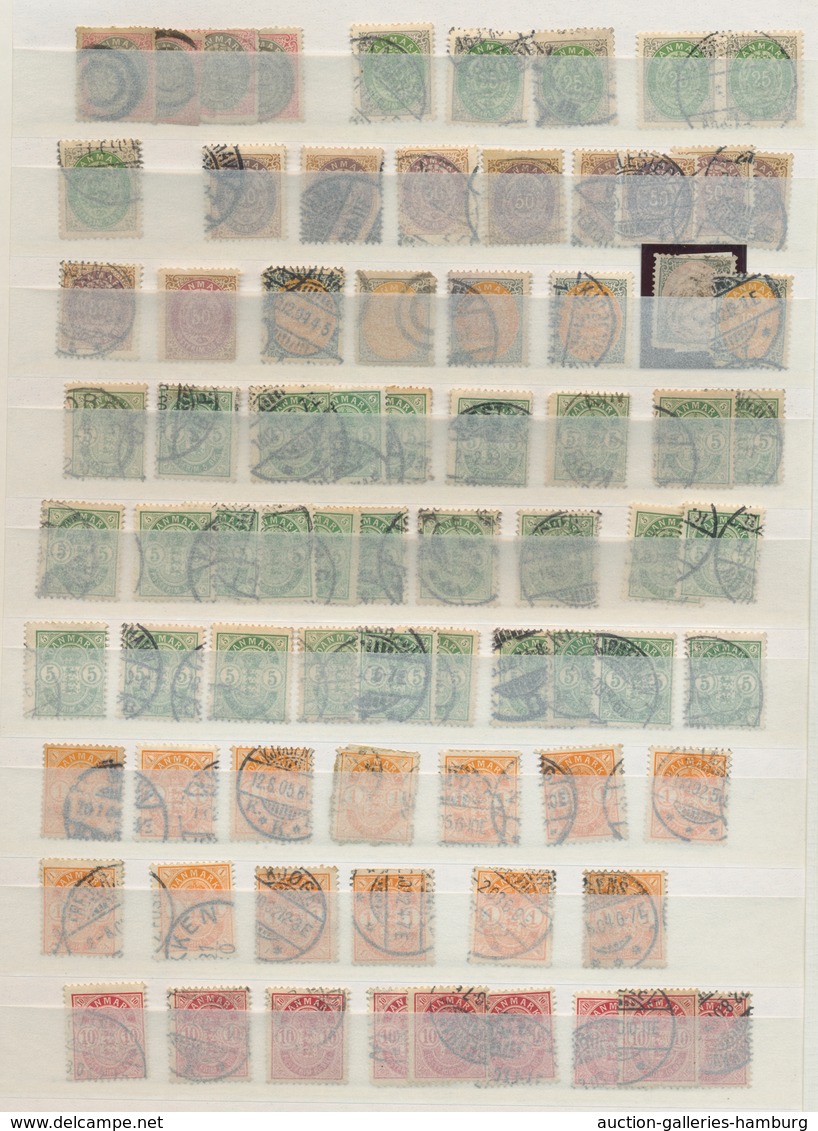 Dänemark: 1851-1985, überwiegend Gestempelte Dublettenpartie In Einem Einsteckbuch Mit U.a. Etwas Kl - Used Stamps