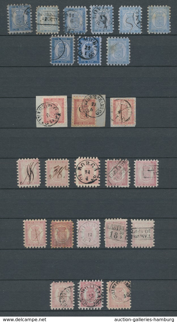 Finnland: 1860-1866, Partie Von 40 Gestempelten Oder Mit Federzug Entwerteten Zungenmarken In Einem - Used Stamps
