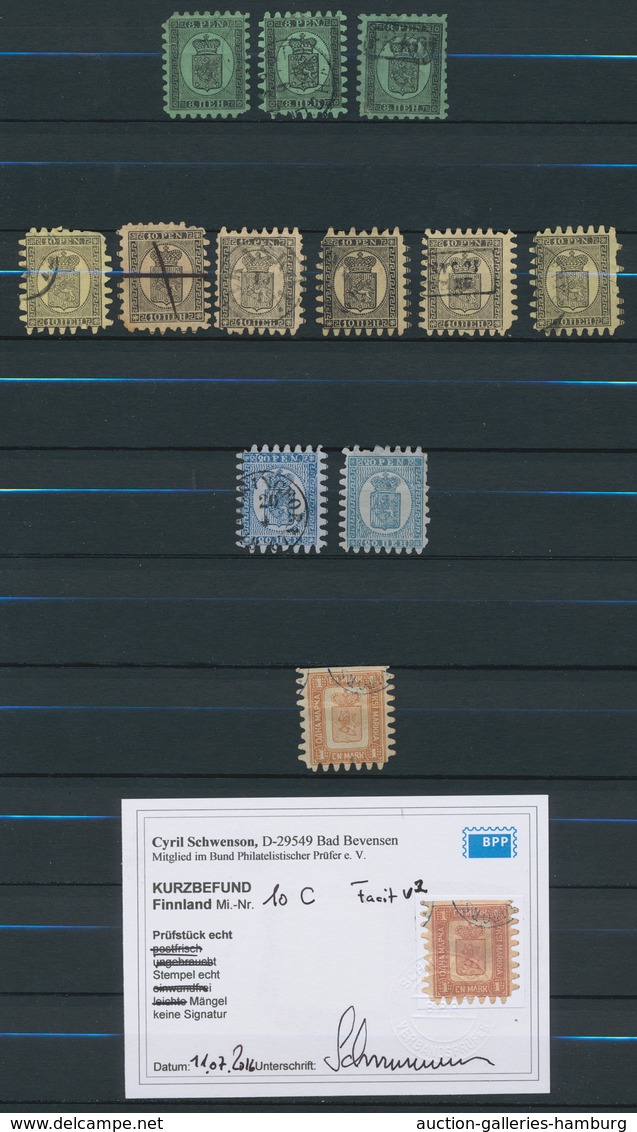 Finnland: 1860-1866, Partie Von 40 Gestempelten Oder Mit Federzug Entwerteten Zungenmarken In Einem - Used Stamps