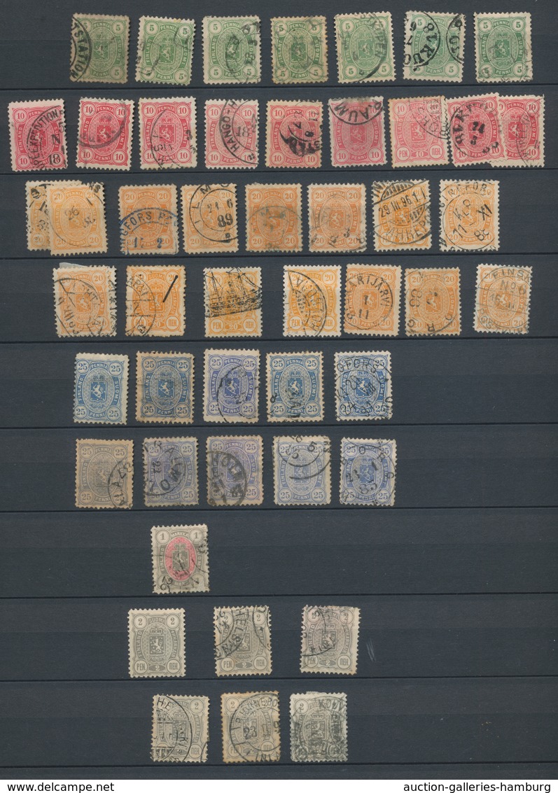 Finnland: 1860-1994, überwiegend Gestempelte Dublettenpartie In Einem Einsteckbuch Mit U.a. Viel ält - Used Stamps