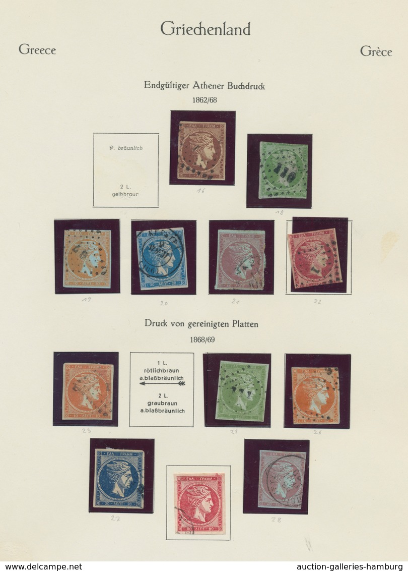 Griechenland: 1861-1974, ungebrauchte und gestempelte Sammlung in einem KABE-Vordruckalbum mit 44 gr