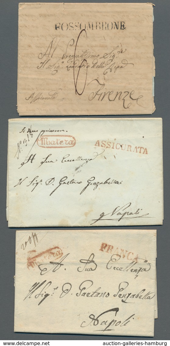 Altitalien: 1785-1855 (approx.), 13 Pre Philatelic Letters In Mostly Good Condition, With Disinfecti - Colecciones