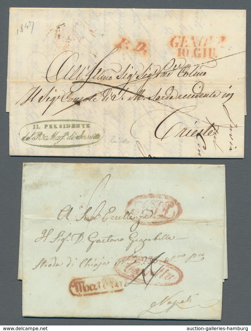 Altitalien: 1785-1855 (approx.), 13 Pre Philatelic Letters In Mostly Good Condition, With Disinfecti - Colecciones