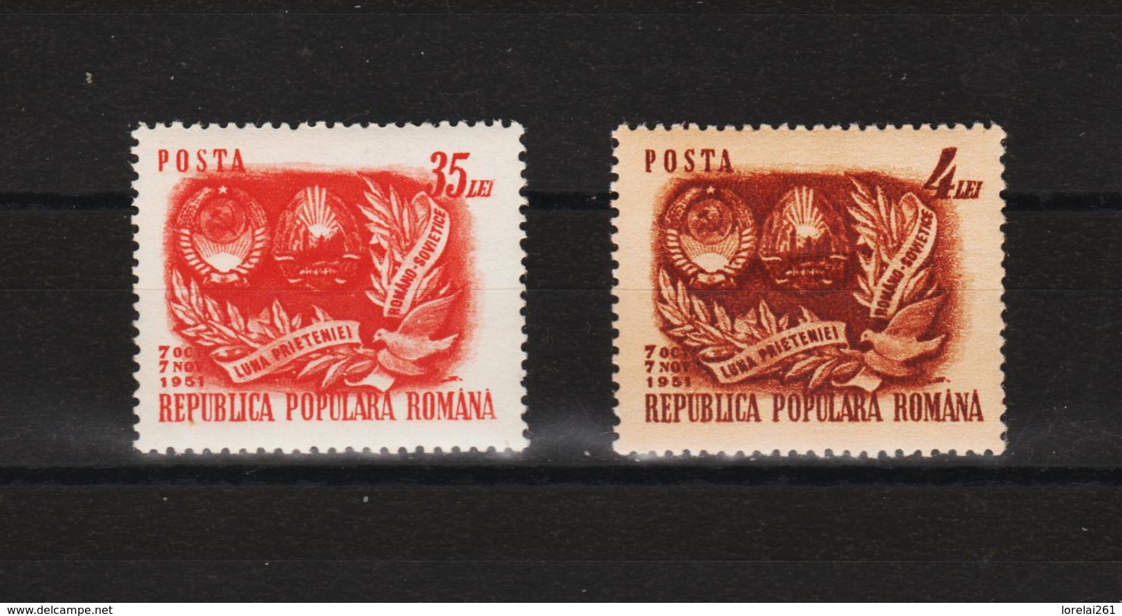 1951 - Mois De L Amitie Romano-sovietique Mi No 1292/1293 Et Yv No 1179/1180 MNH - Ungebraucht