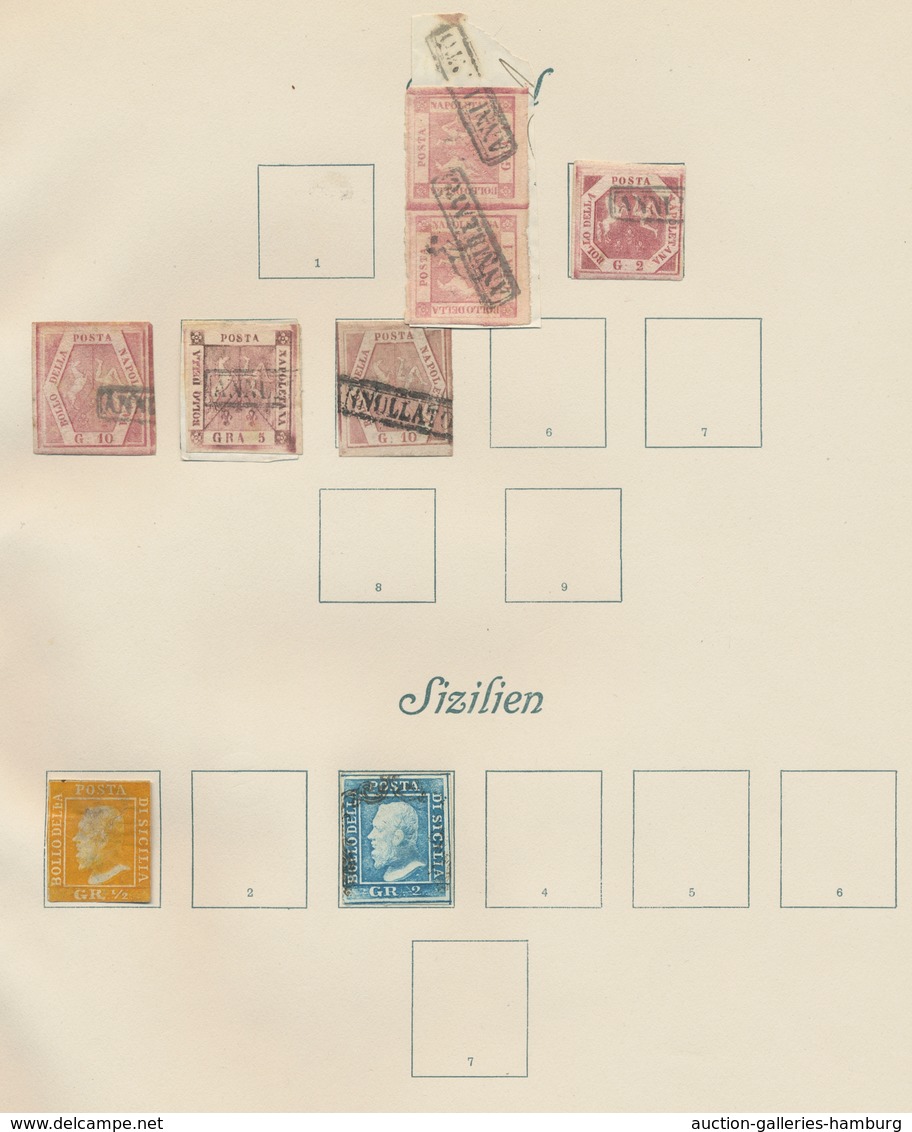 Altitalien: 1851-1868, Kleine Ungebrauchte Und Gestempelte Sammlung Auf Vordruckseiten Mit U.a. Kirc - Colecciones