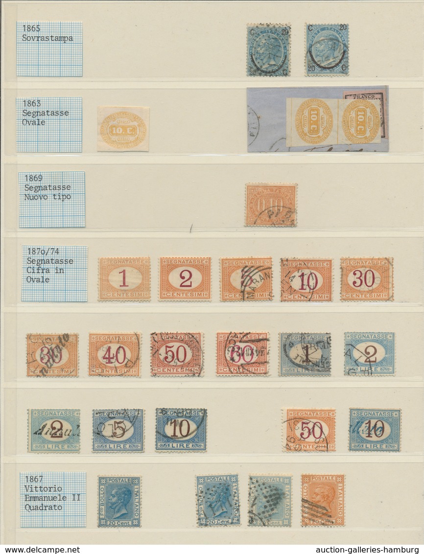 Italien: 1861-96, ungebrauchte oder/und gestempelte Sammlung inkl. Porto- und Paketmarken sowie Post