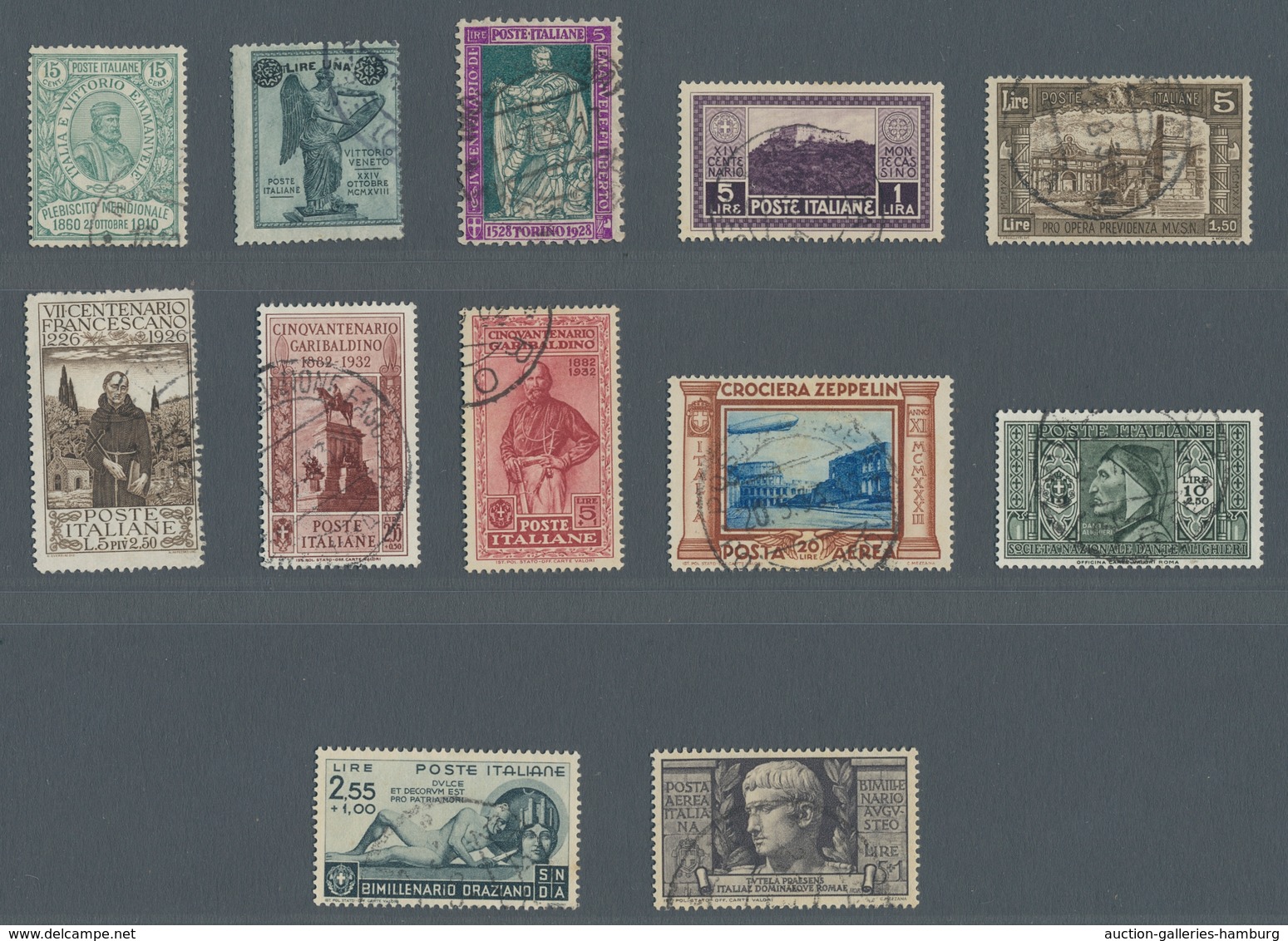 Italien: 1905-1944, General Collection Housed On Old Italian Leaves Album, With Nice Content, Includ - Marcofilía