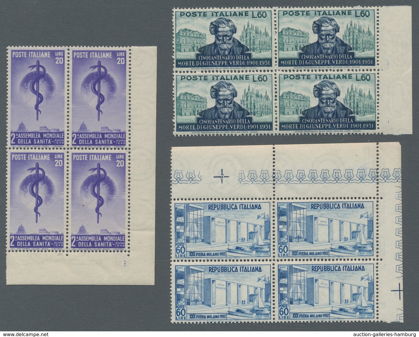 Italien: 1948-1958, Very Fine Collections Of MNH Units Of Four, All In Very Fine Quality, Housed On - Marcophilia