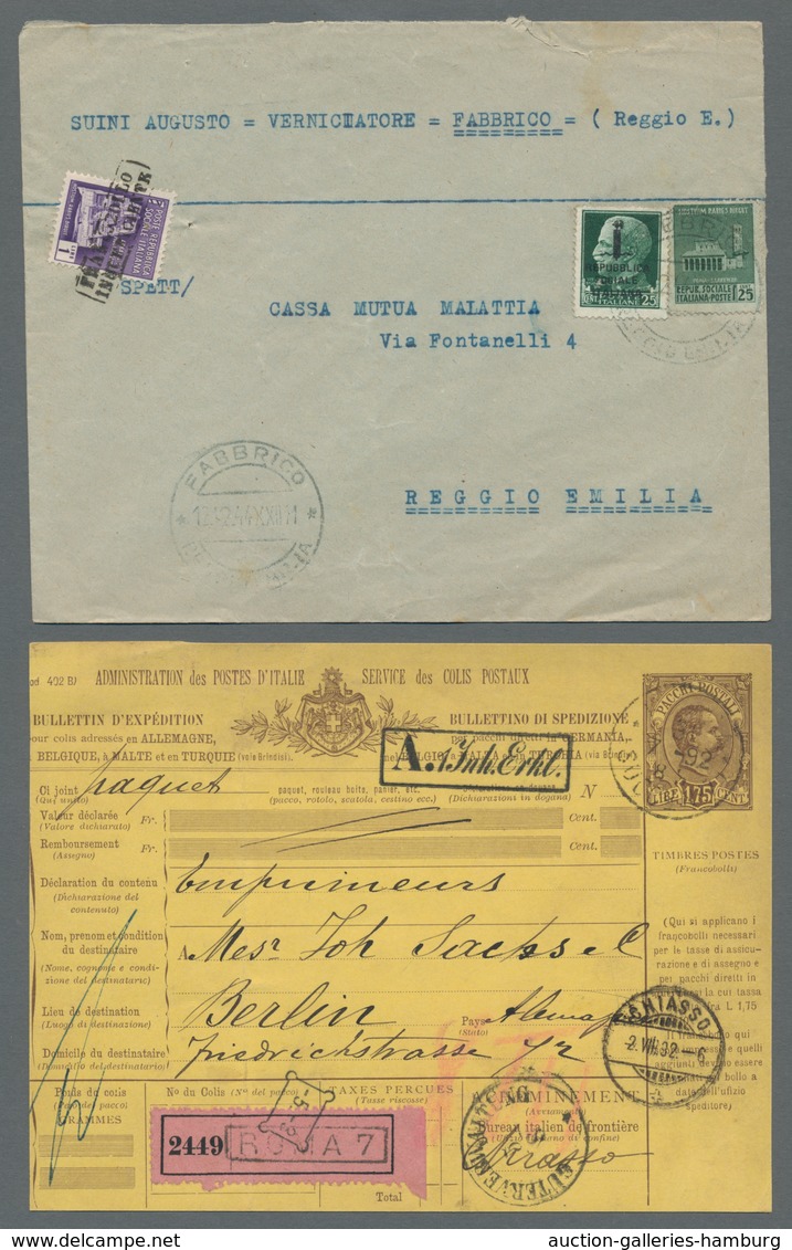 Italien: 1846-1980 - Interesting And Rich Lot Of Postal Items, From Pre-philately To The 1970s, Incl - Marcofilía