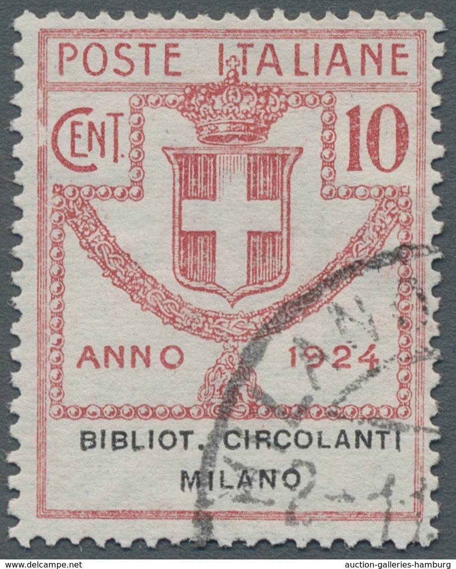 Italien - Portofreiheitsmarken: 1924-1925, Interesting Used Small Collection Of Stamps With Attached - Franquicia