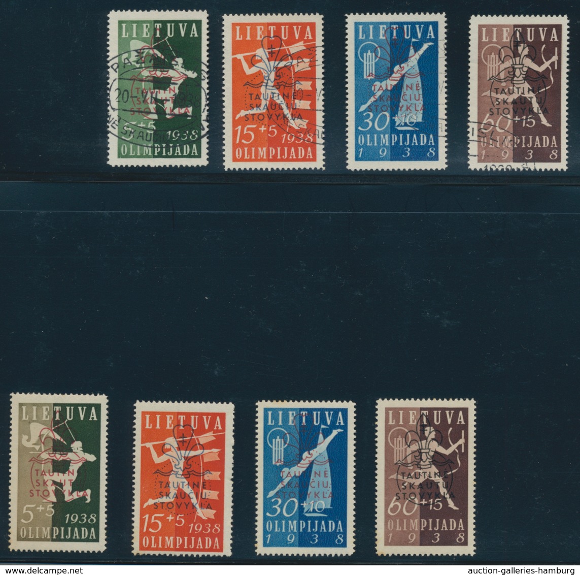 Litauen: 1938-39, Specialiced Collection Of Sports Spending With Complete Mint And Stamped Sets, Blo - Lituania