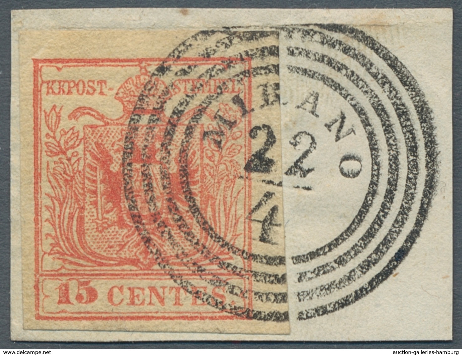 Österreich: 1850, Wappenzeichnung, Partie Schön Gestempelter Werte , Dabei Viele Briefstücke Auch Mi - Briefe U. Dokumente
