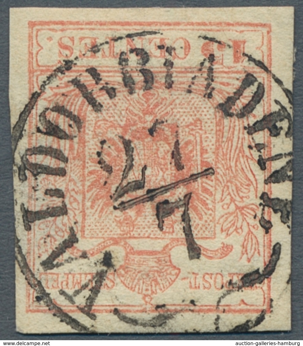 Österreich: 1850, Wappenzeichnung, Partie schön gestempelter Werte , dabei viele Briefstücke auch mi