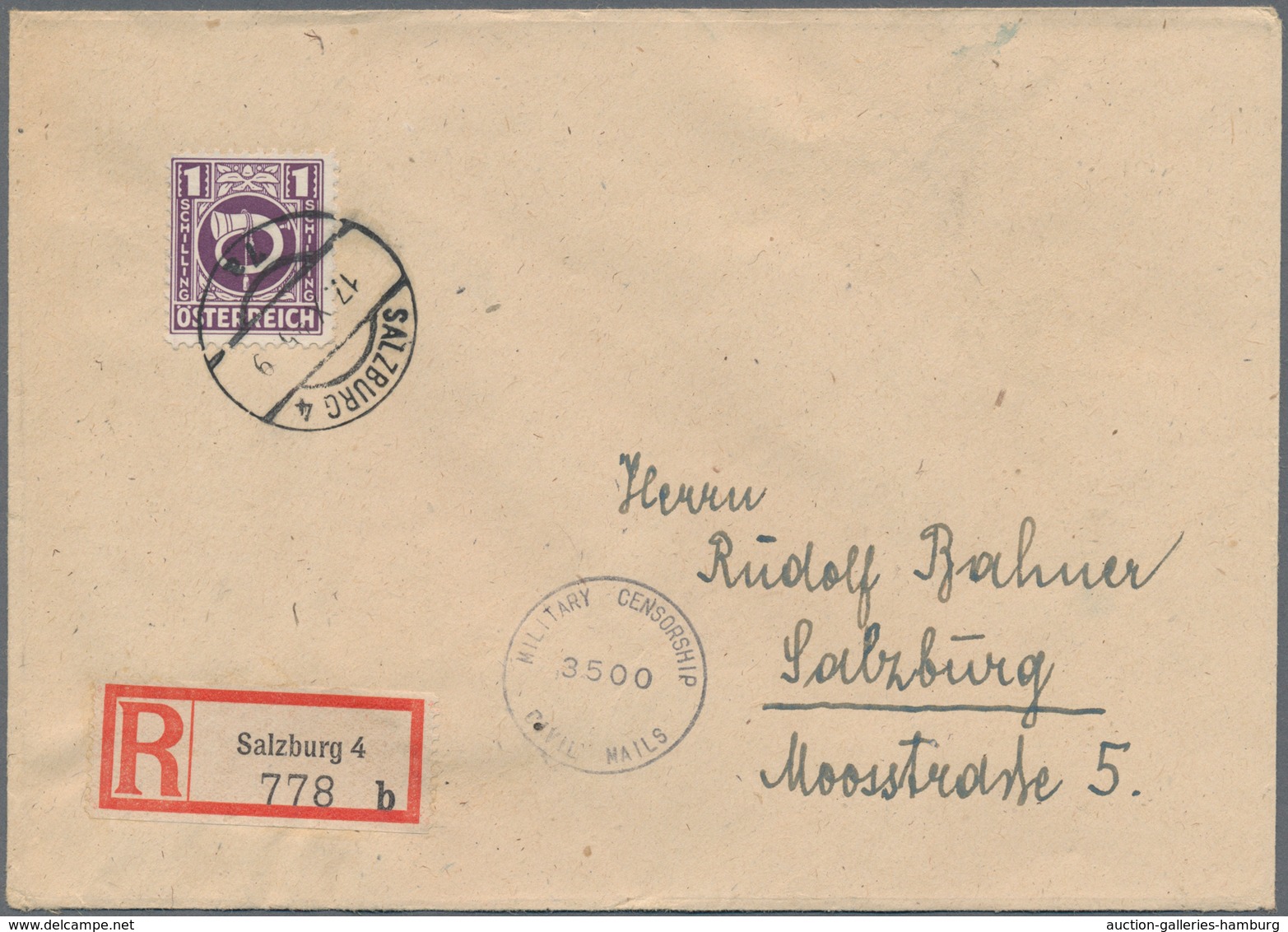 Österreich: 1945, Gemeinschaftsausgabe "Posthorn", 60 Gr., 1 Sch., 2 Sch. Und 5 Sch. Je Auf Philatel - Covers & Documents