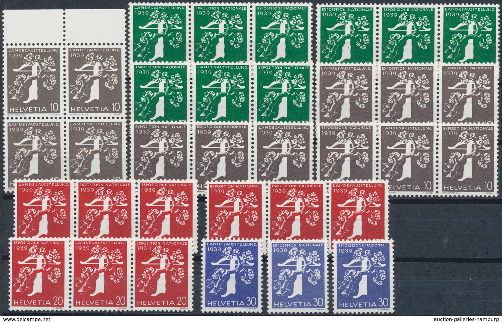 Schweiz: 1938/1995, Briefmarken-/Landesausstellungen, saubere Partie mit postfrischen Ausgaben und B