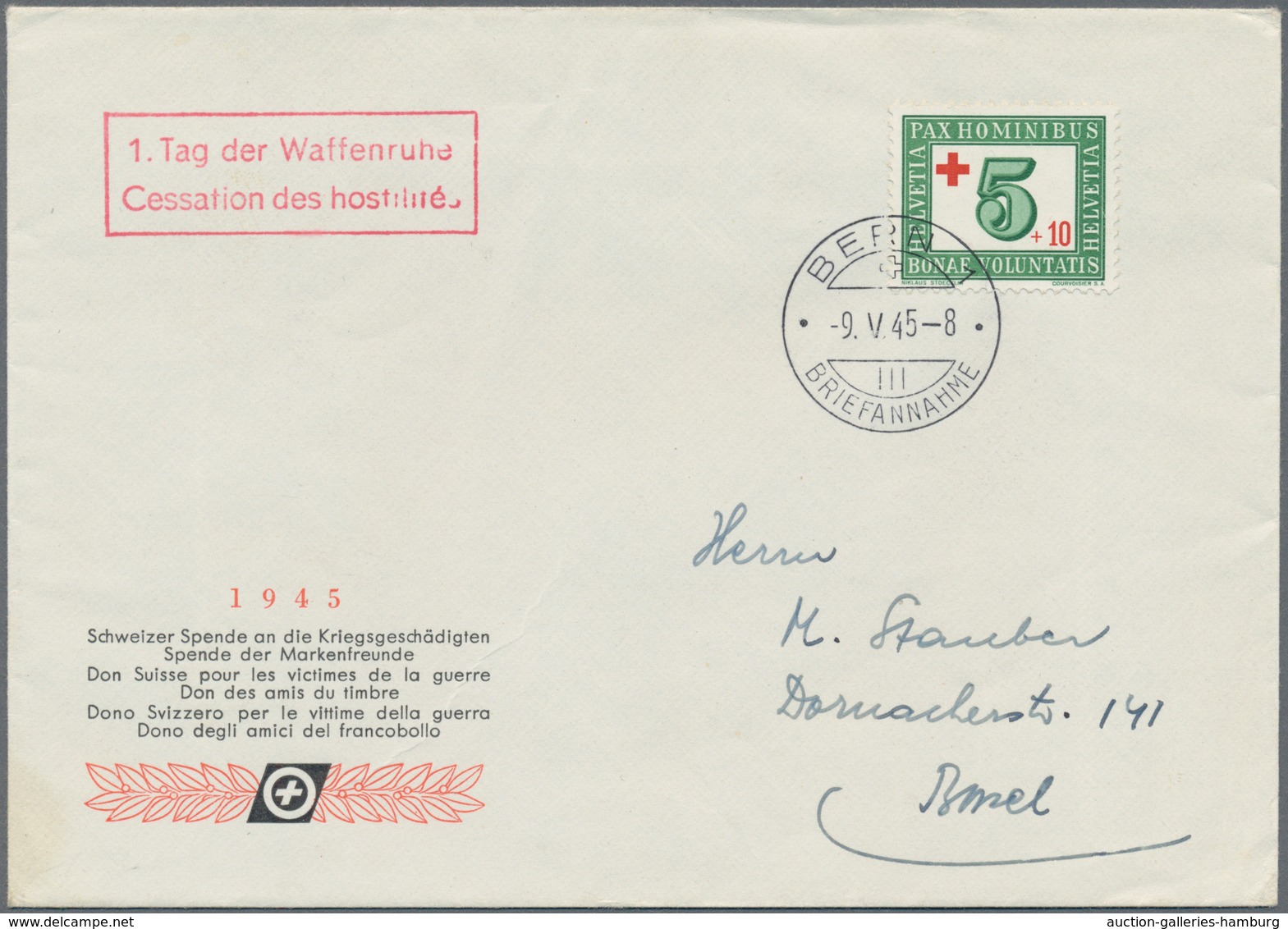 Schweiz: 1945, PAX-Serie Meist Vom Oberrand Postfrisch, Zusätzlich Einige Doppelte Sowie Rotes Kreuz - Usados