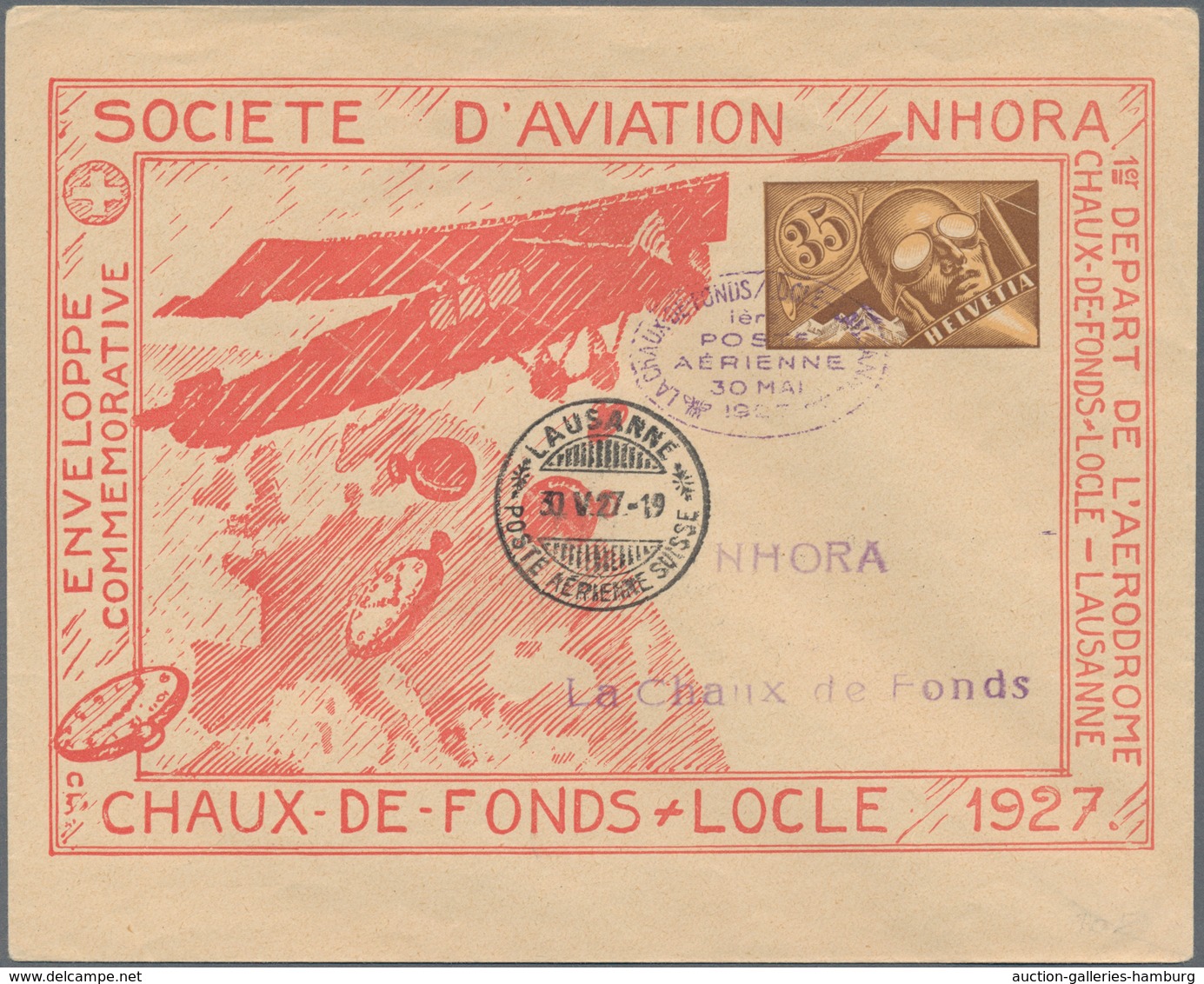 Schweiz: 1919/1933, Partie Von Fünf Flugbelegen Mit Entsprechenden Frankaturen Der Flugpostmarken, D - Usados