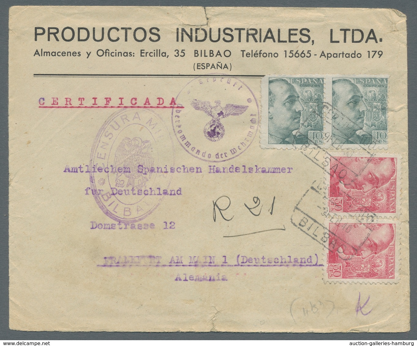 Spanien: 1940-1943, Kleines Lot Von 15 Briefen Nach Deutschland Bzw. Der Schweiz, Fast Alle Mit Span - Used Stamps