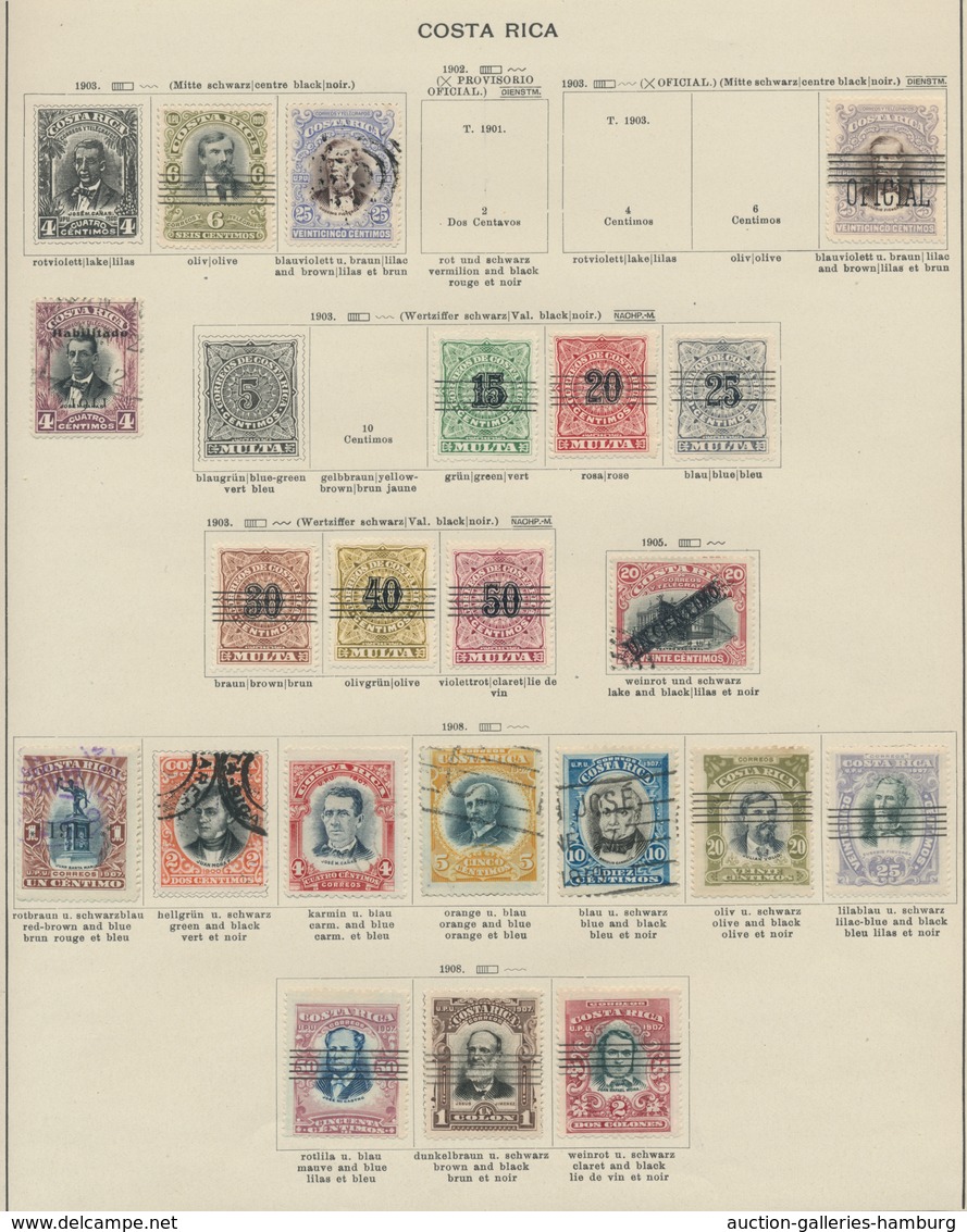 Costa Rica: 1862-1910, Saubere Sammlung Auf "Schaubek"-Vordrucktext Mit Besseren Werten Und Sätzen W - Costa Rica