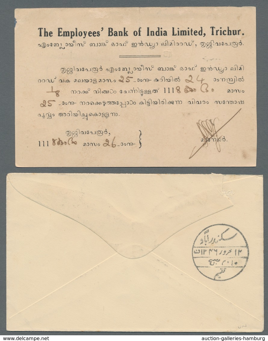 Indien: 1895-1955, kleine Partie von 25 Belegen mit u.a. Einschreiben, Luftpost und verschiedenen Ve