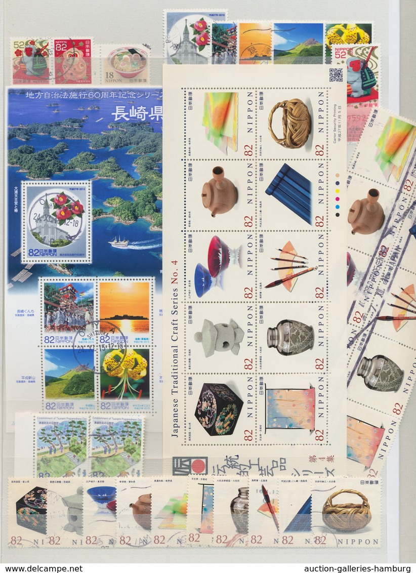 Japan: 1872-2018, riesige Japan-Sammlung in zwölf Steckalben. In der klassischen Periode gewohnt lüc