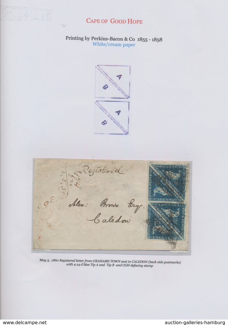Kap Der Guten Hoffnung: 1853-1864: Exhibition Collection Of More Than 160 Stamps, Including 67 Trian - Cape Of Good Hope (1853-1904)