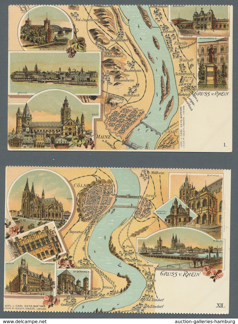 Ansichtskarten: Deutschland: RHEIN - Zwölf Verschiedene Ansichtskarten Als Teil Eines Leporello, Die - Other & Unclassified