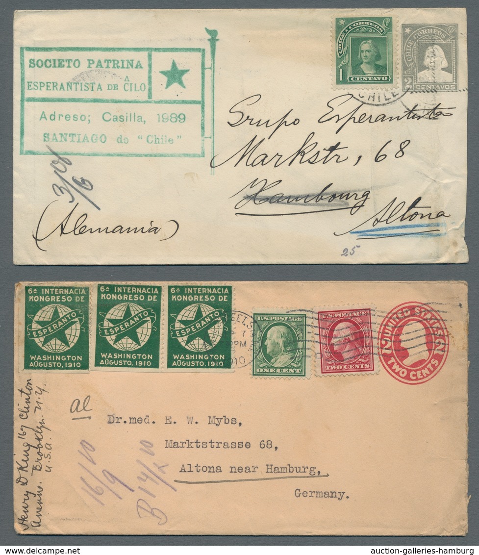 Thematik: Esperanto: 1905-1920, Partie Von 14 Briefen Und Ganzsachen Aus Europa Und Amerika, Darunte - Esperánto