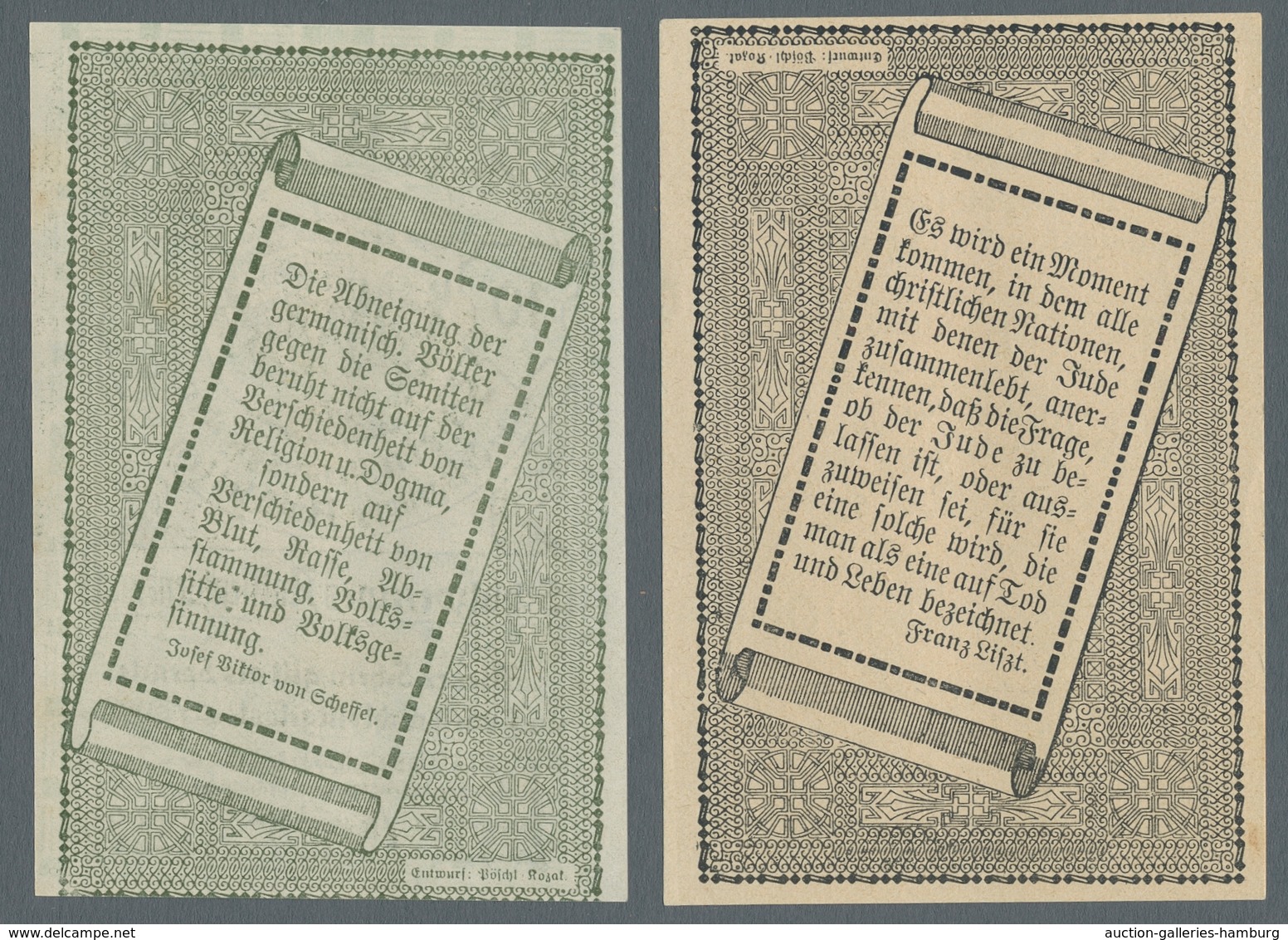 Thematik: Judaika / judaism: 1920-1935, Partie von 10 meist privat hergestellten Banknoten mit teils