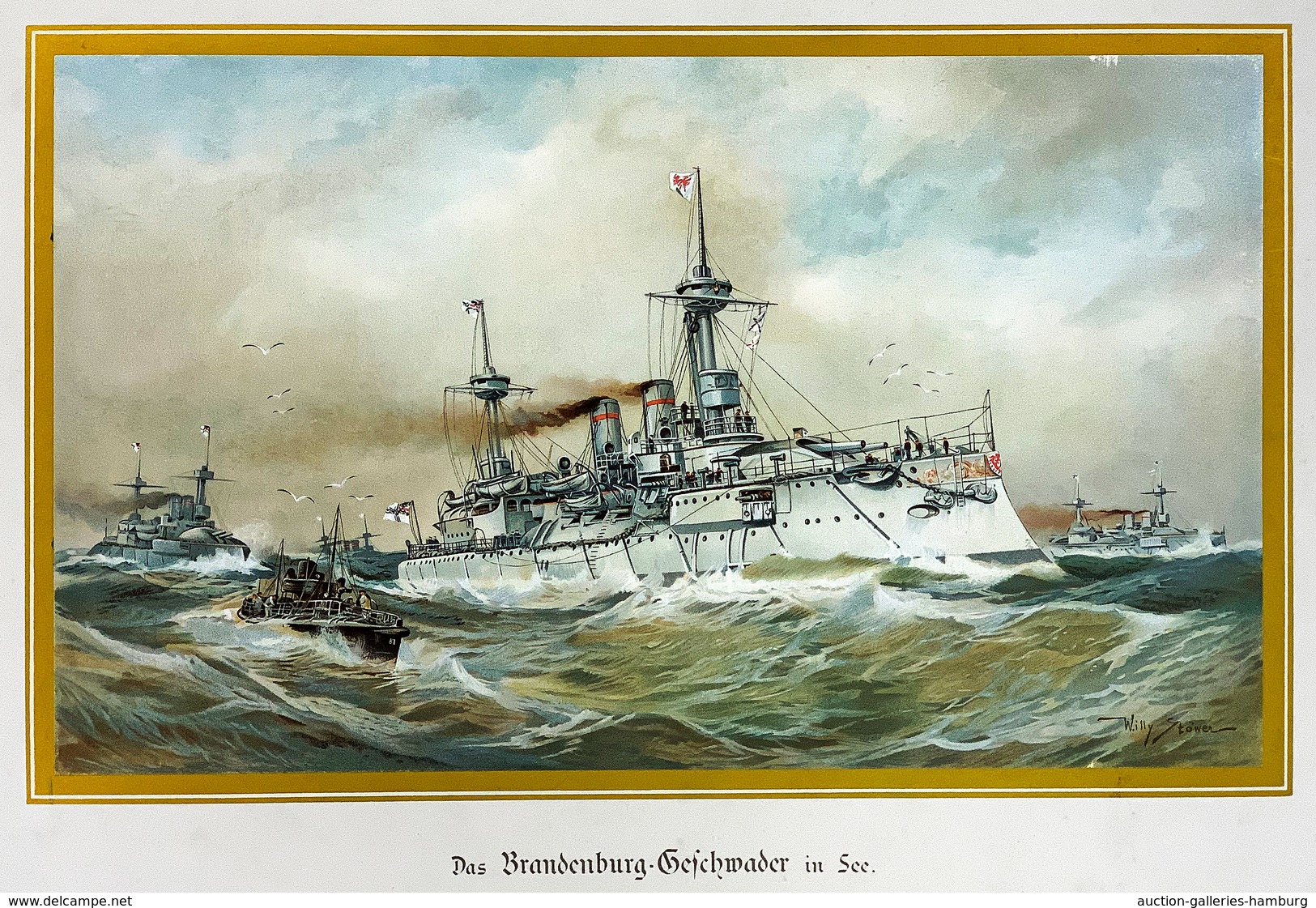 Thematik: Schiffe-U-Boote / Ships-submarines: 1900 (ca.), "DEUTSCHLAND ZUR SEE", Großformatiger Bild - Schiffe