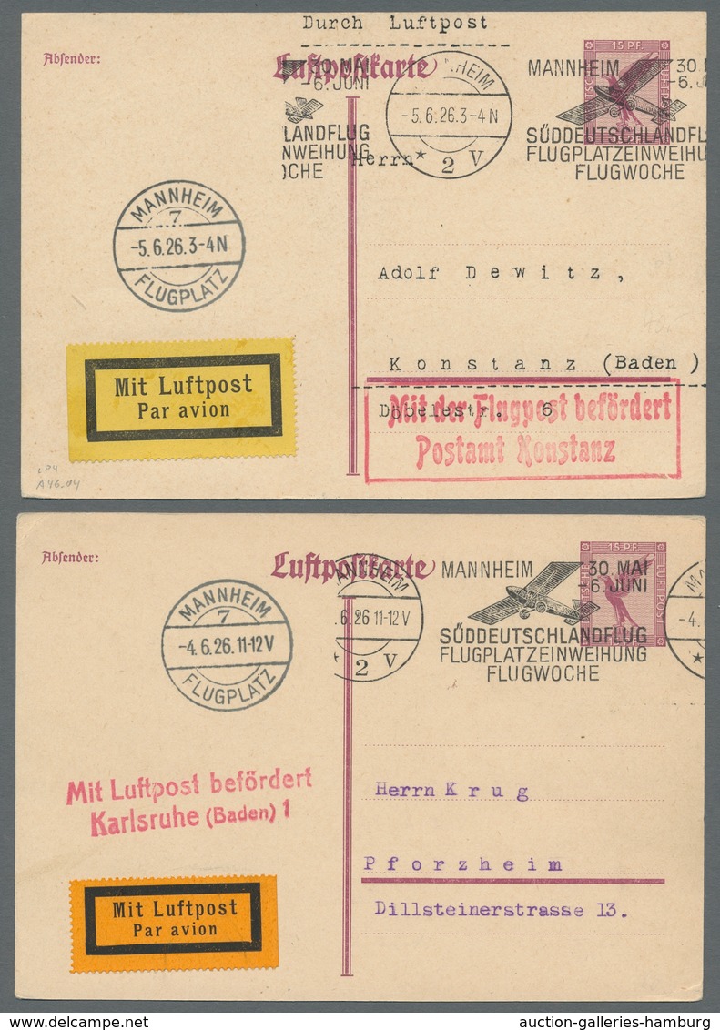 Flugpost Deutschland: 1920-1936, Sammlung Von 38 Belegen Welche Alle Mit Luftpostbestätigungsstempel - Airmail & Zeppelin