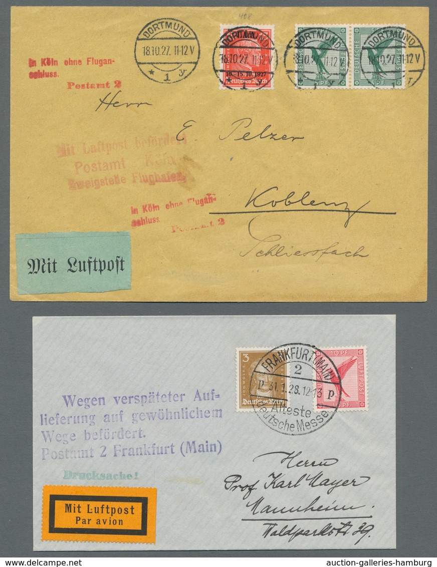 Flugpost Deutschland: 1920-1936, Sammlung Von 38 Belegen Welche Alle Mit Luftpostbestätigungsstempel - Correo Aéreo & Zeppelin