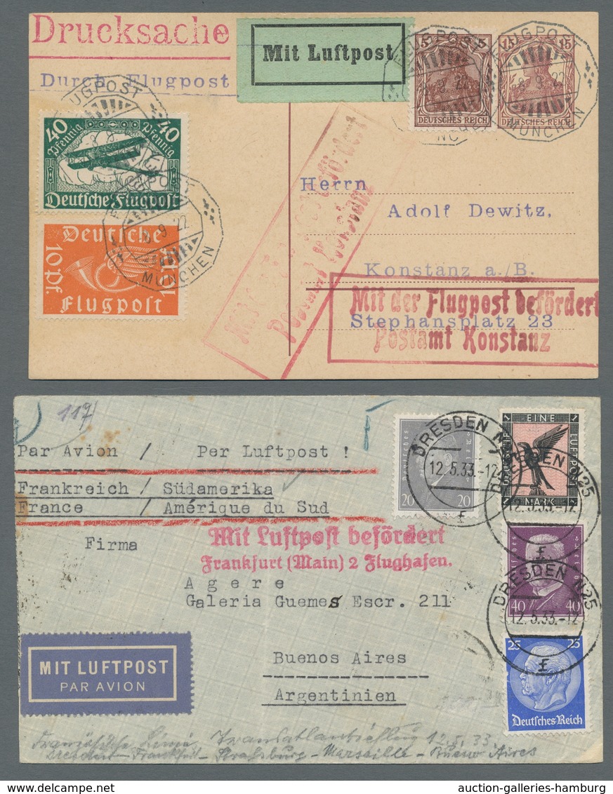 Flugpost Deutschland: 1920-1936, Sammlung von 38 Belegen welche alle mit Luftpostbestätigungsstempel