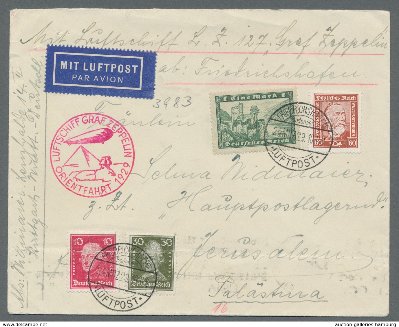 Zeppelinpost Deutschland: 1924-1938, beachtenswerte Partie von 14 Belegen mit u.a. einem Brief der e