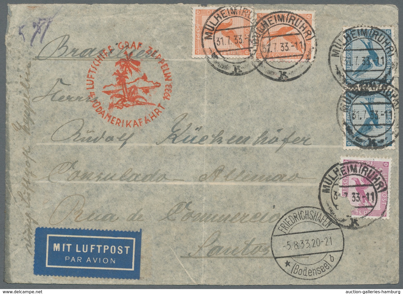 Zeppelinpost Deutschland: 1930-1938, Lot von 14 Zeppelin-Belegen (11 deutsche, 1 Schweiz, 1 Argentin