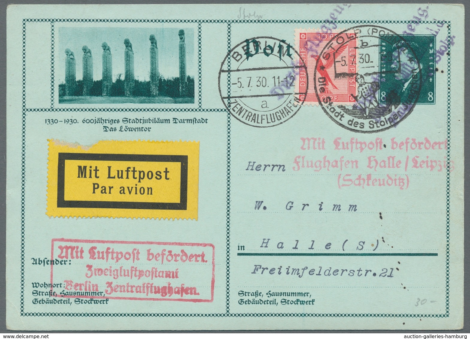 Zeppelinpost Deutschland: 1930-1938, Lot Von 5 Deutschen Flugpost-Belegen, Mit Dabei 1 Zeppelin-Eins - Airmail & Zeppelin