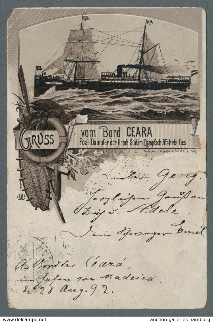 Schiffspost Deutschland: 1892-1905, Partie von 13 frankierten Ansichtskarten welche alle deutsche Se